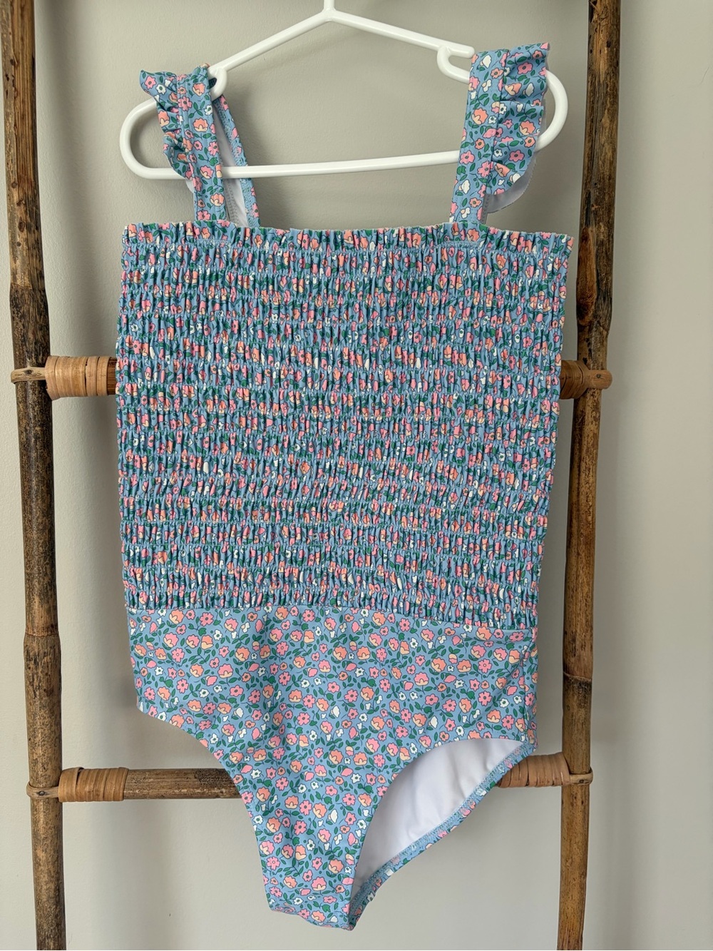 Minnow/Crewcuts Blue Floral Smocked One-Piece Swimsuit